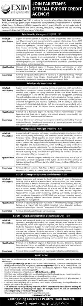 exim import bank of pakistan jobs